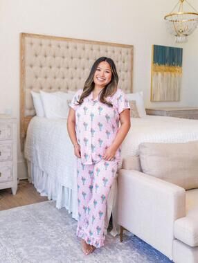 NWT Sorrority & Sisterhood Mahjong Heirloom Pajama Pants Set - Pink PJ Medium